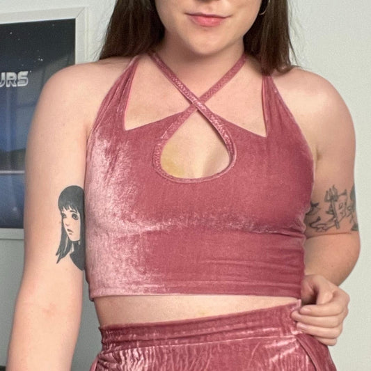 Concave top / M/L / Pink velvet