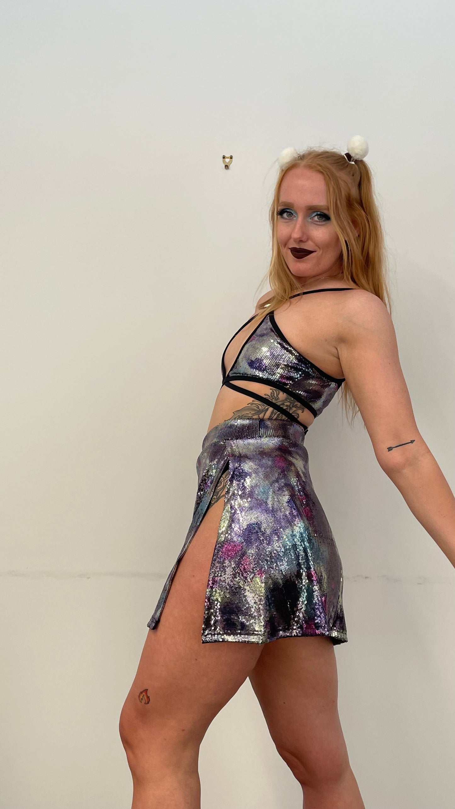 Crescent Top / S / Watercolour Sequin