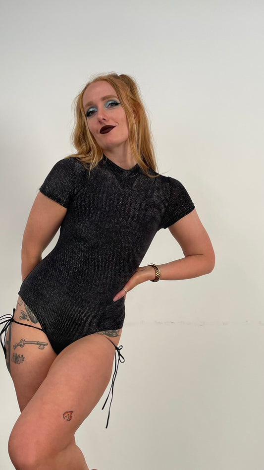 Secret Daphne One-Piece / M / Black Shimmer Rib