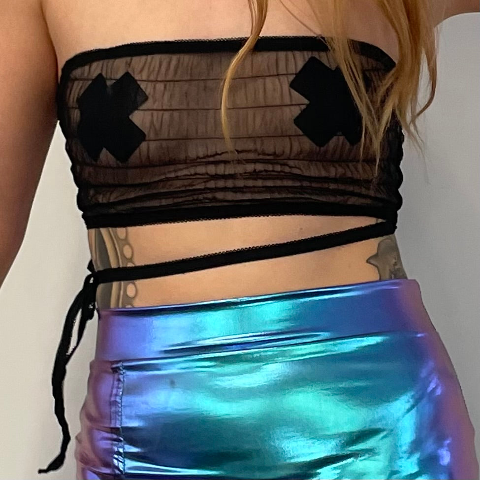 Bandeau / M / Black Lace Rib Mesh