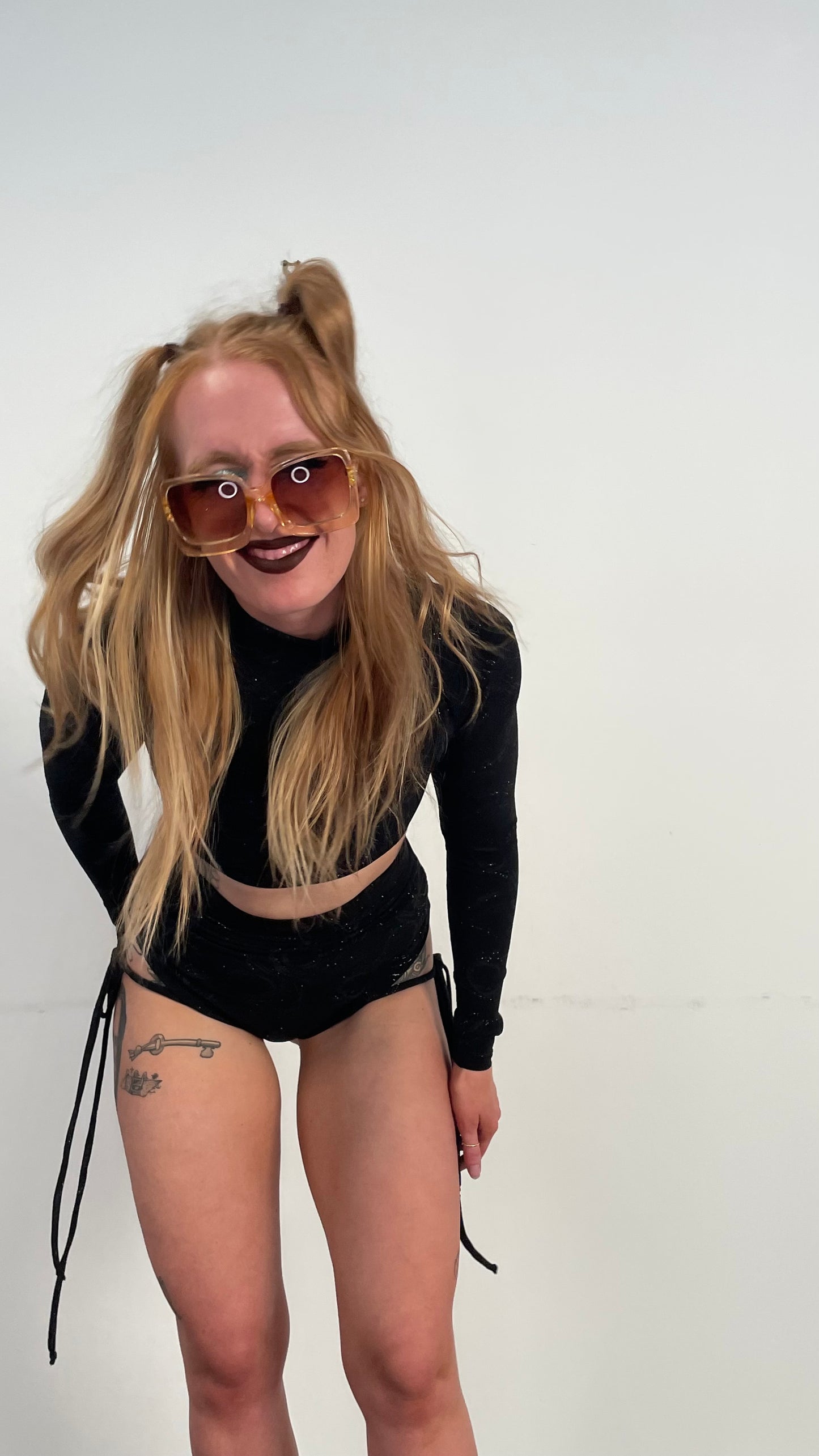 Turtleneck Crop / S / Black Sparkly