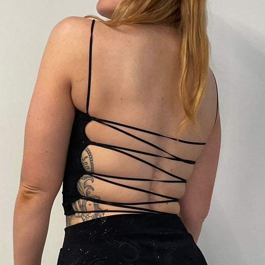 Zig Zag Top / M / Black Sparkly