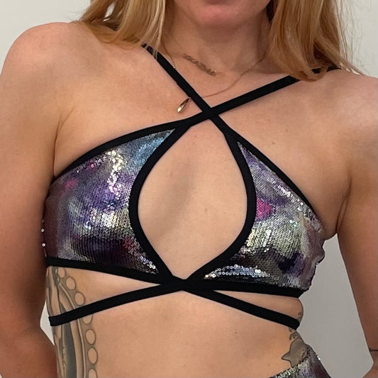 Crescent Top / S / Watercolour Sequin