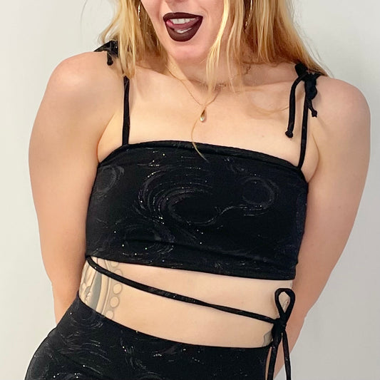 Double Strap Bandeau / S / Black Sparkly