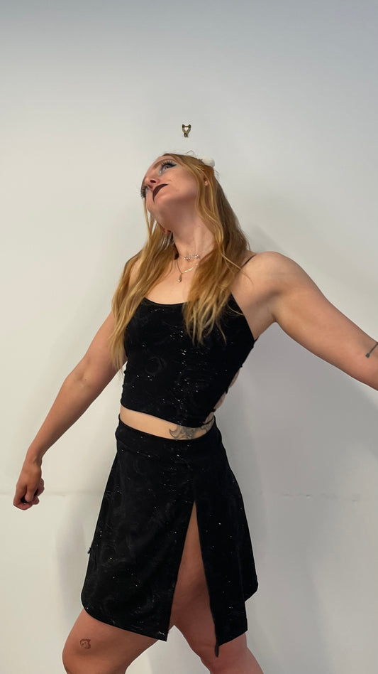 Zig Zag Top / M / Black Sparkly