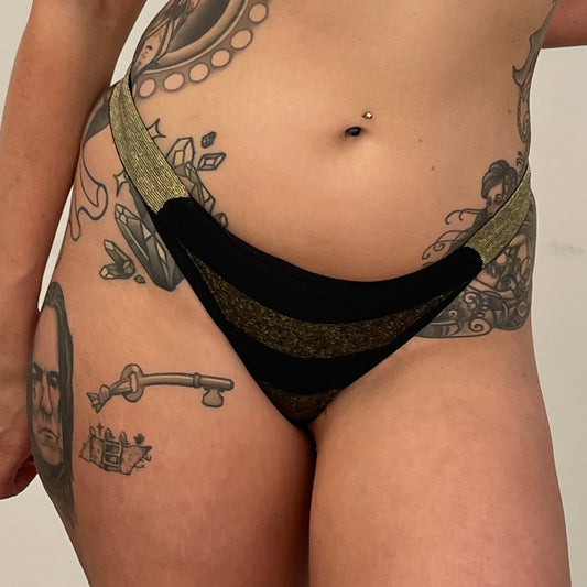 Thong / S / Gold Black Stripe
