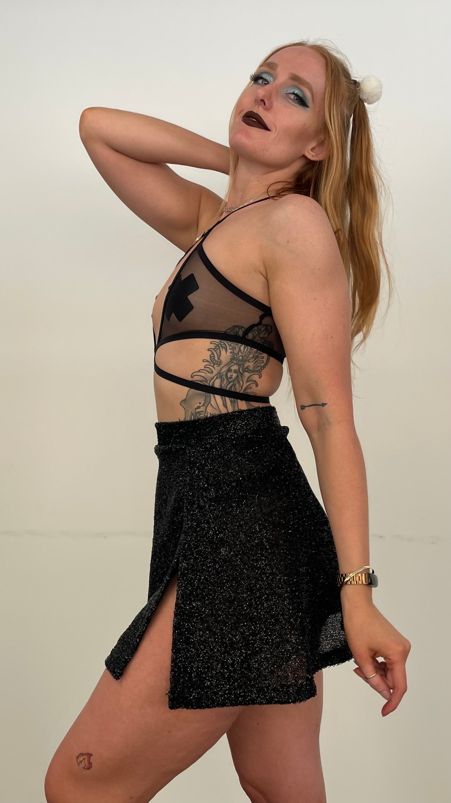 Crescent Top / M / Black Mesh