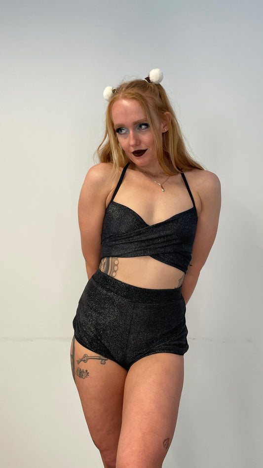 Traverse Top / S / Black Shimmer Rib