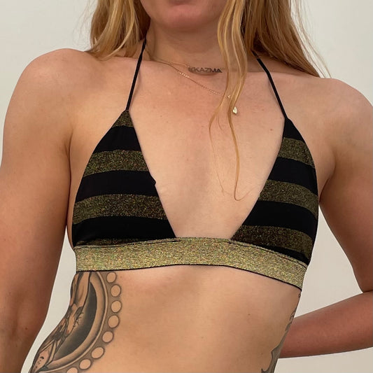 Bikini Top / OS adjustable / Gold Black Stripe