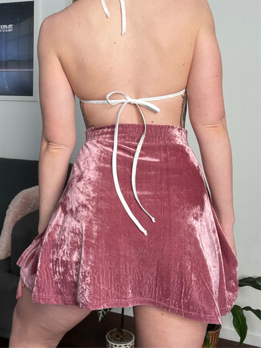 Double slit skirt / M/L / Pink velvet